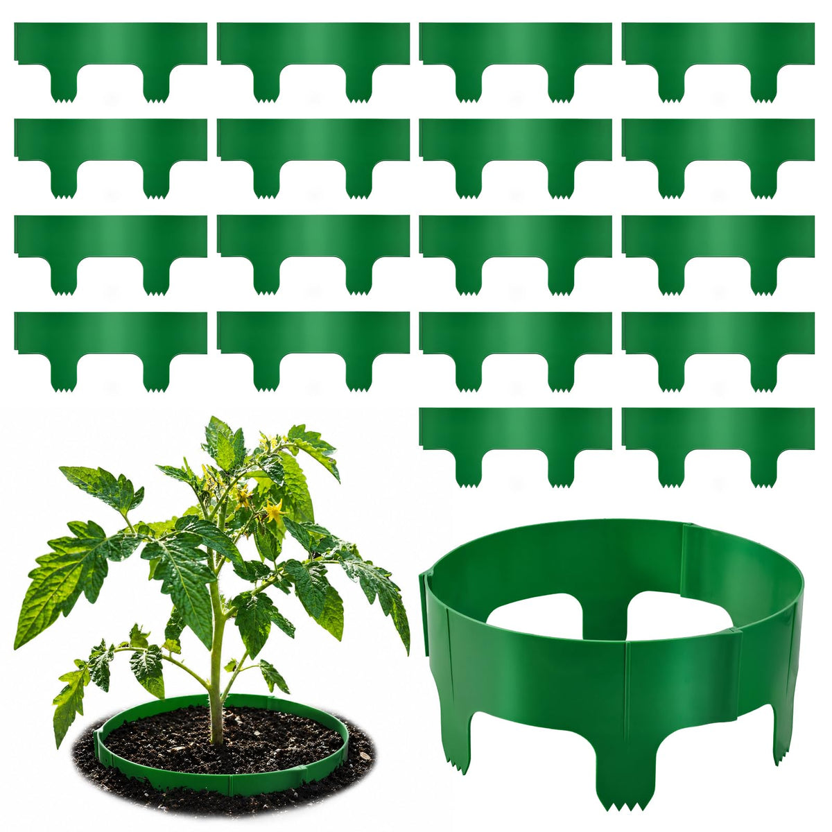 18 Panels Planting Grow Rings, Diameter Range 7-17.5 Inches, Garden Rings for Flowers, Vegetables, Seedlings, Pots, Planters and Garden Beds, Helps Separate Rock and Define Planting Spaces