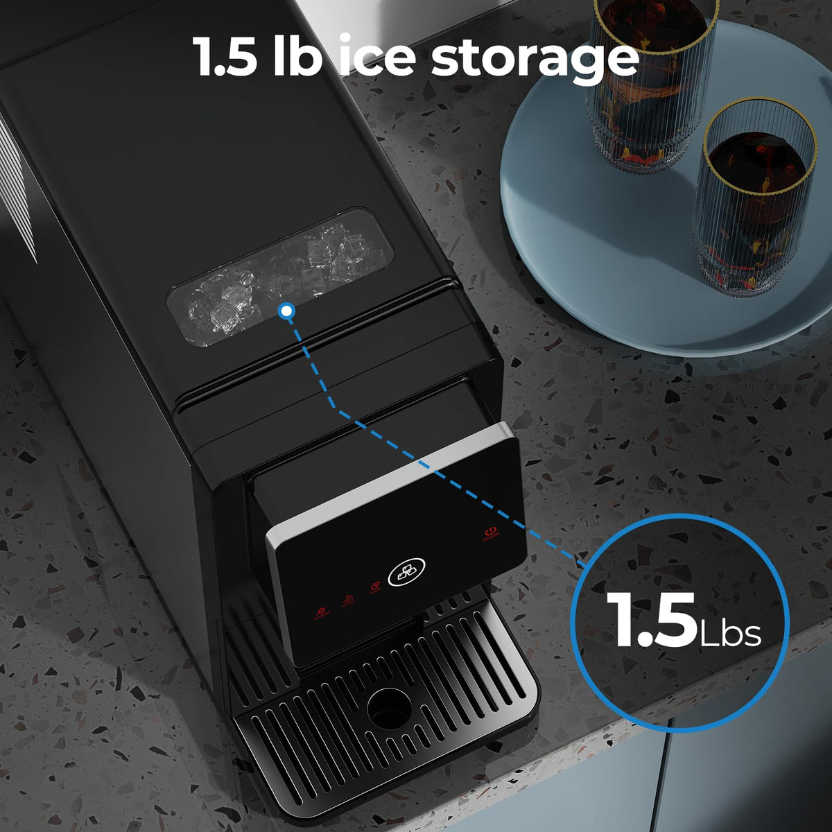 Electactic Nugget Ice Makers Countertop, Portable Ice Maker with Self-Cleaning, 35Lbs Per Day, Self Dispensing Design, One-Click Operation, 1.8L Water Tank, 1.5Lbs Ice Storage, for Multi-Scenario Use