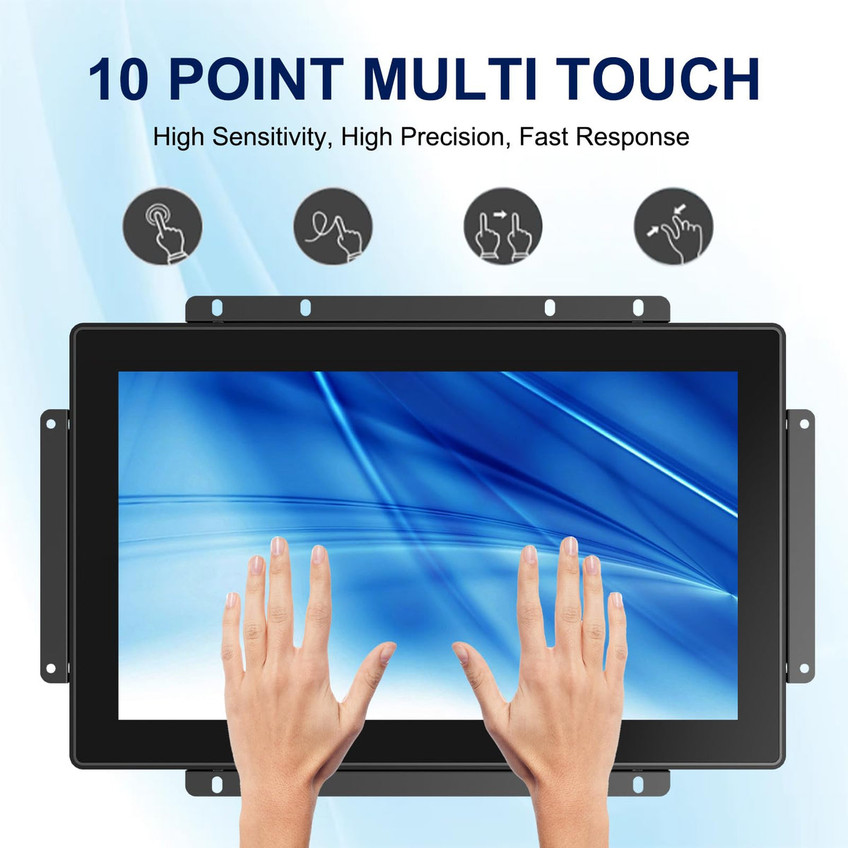 Bosunre 15.6 Inch Capacitive Touch Screen Monitor, 1920x1080 Industrial Touch Display, Metal Housing HD-MI,VGA Input, Open Frame Touchscreen Monitor for Industrial Automation Control
