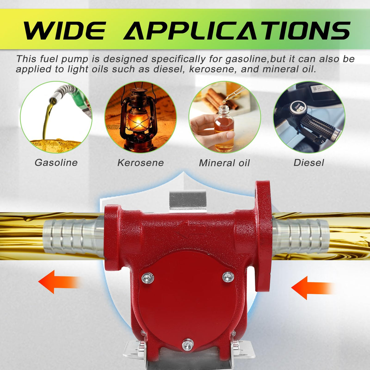 PRUNkuar 10GPM 12V Fuel Transfer Pump with Manual Nozzle, Particulate Filter，Cast Iron Heavy Duty for Gasoline Diesel Kerosene Biodiesel