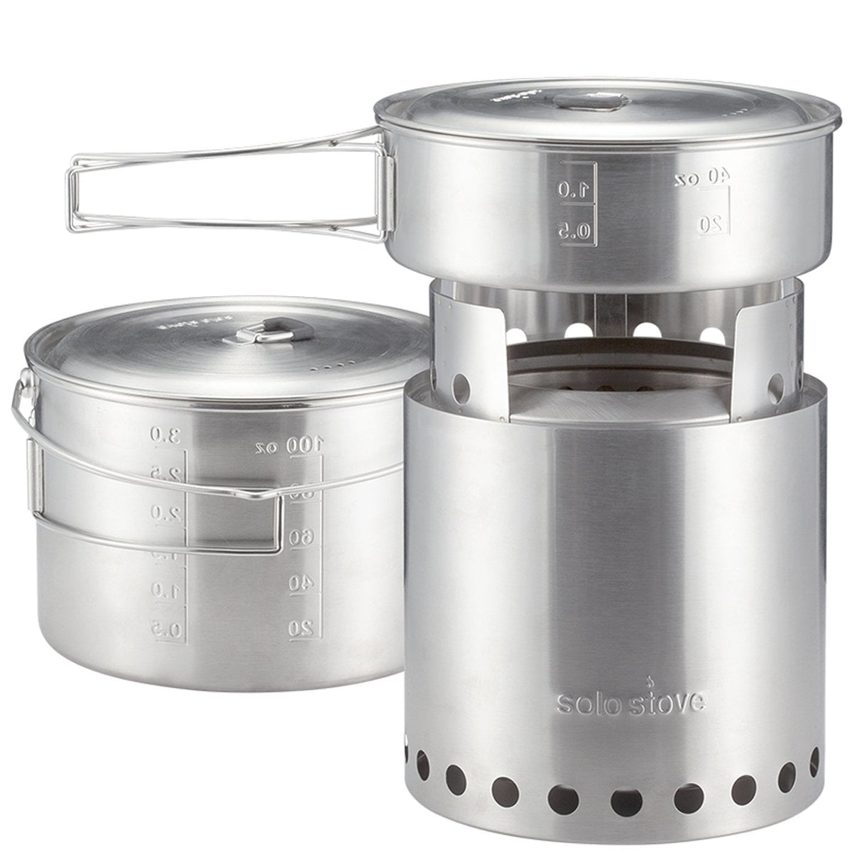 Solo Stove Campfire 2 Pot Set Combo - 4+ Person Wood Burning Camping Stove | Outdoor Kitchen Kit for Backpacking Camping Survival | NO Batteries or Liquid Fuel Gas Canister Required