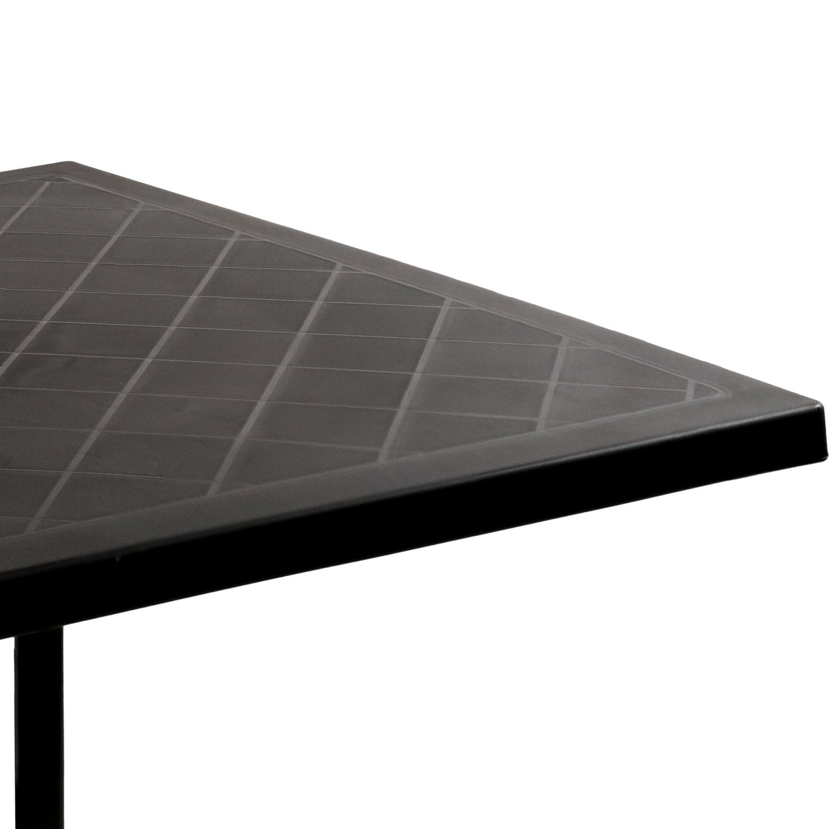 Sunnydaze Plastic Top Outdoor Dining Table - Square Folding Patio Table with Curved Iron Legs - Black - 28.75" H