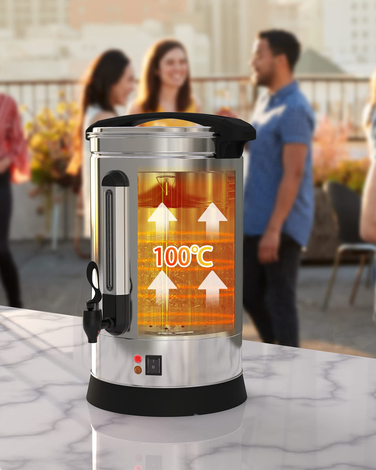 Garvee Coffee Urn 120 Cups, Stainless Steer Thermos for Hot Beverage, Hot Coffee Urn, Commercial Grade Hot Coffee Dispenser with Coffee Percolator, Silver