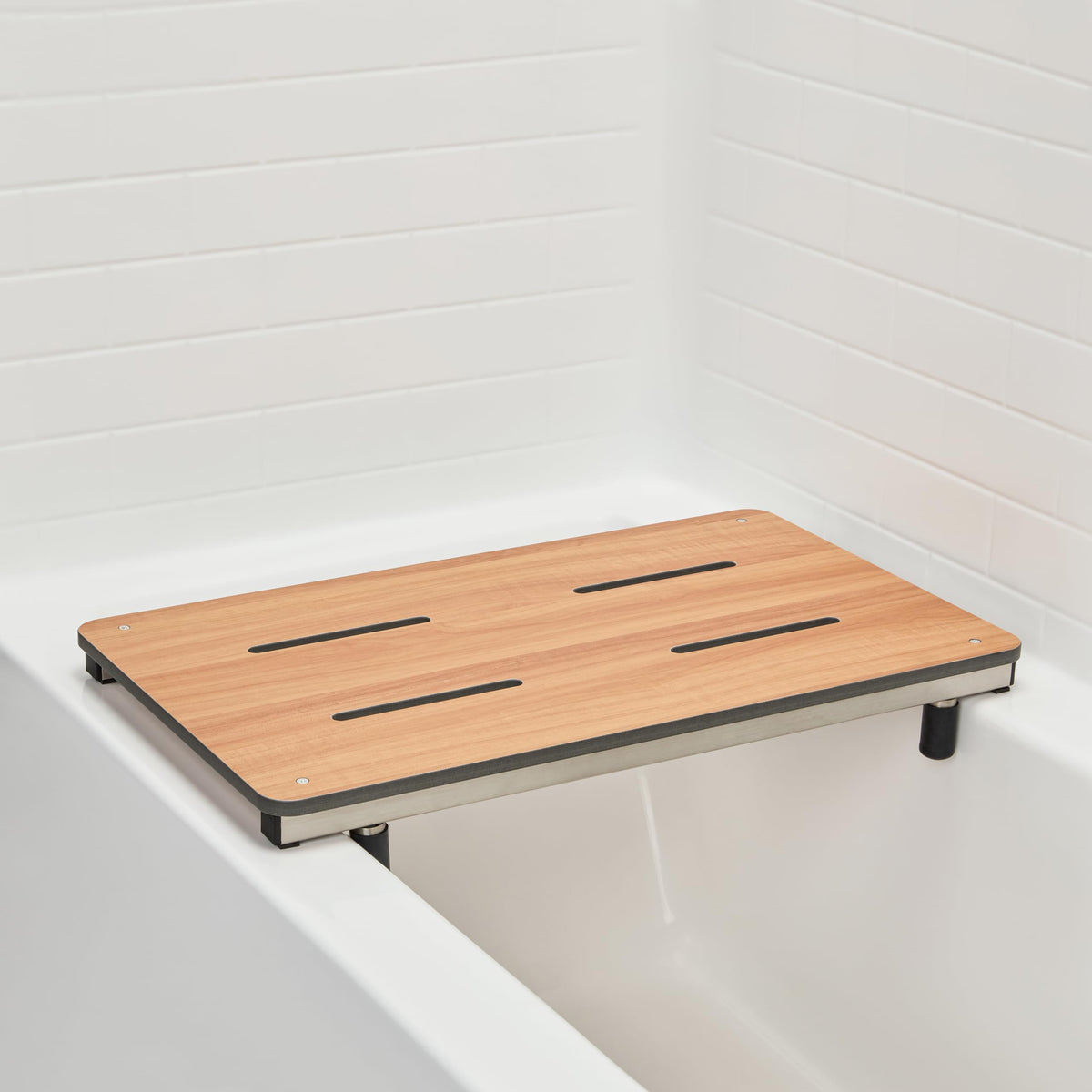 27 inch Bridgeport Removable Portable Tub Seat, Teak Phenolic