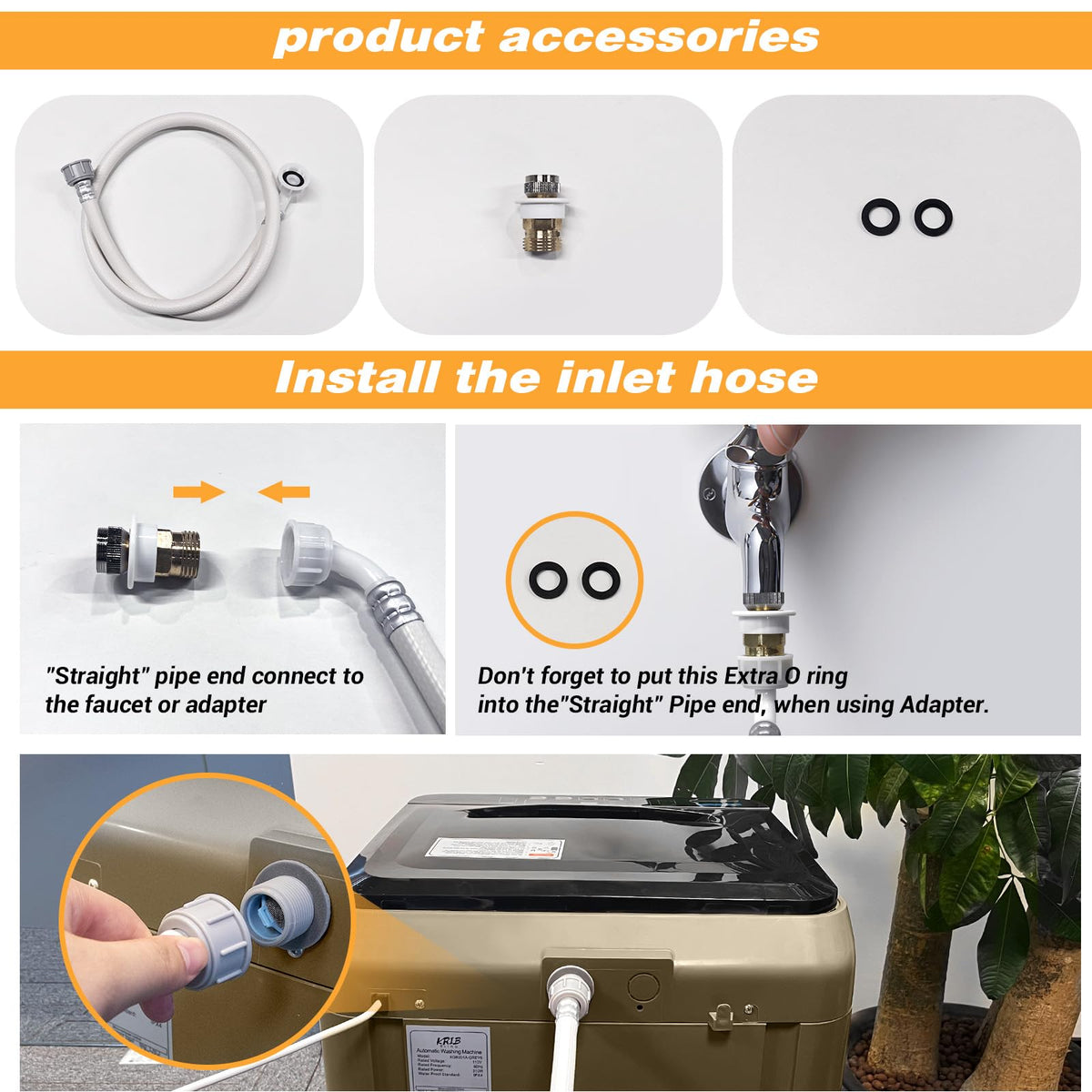 Borcolo Portable Washing Machine Full Automatic 17.7lbs Small Washing Machine for Apartment 10 Wash Program with Drain Hose, Portable Washer Machine for Dorm, College, RV, Golden