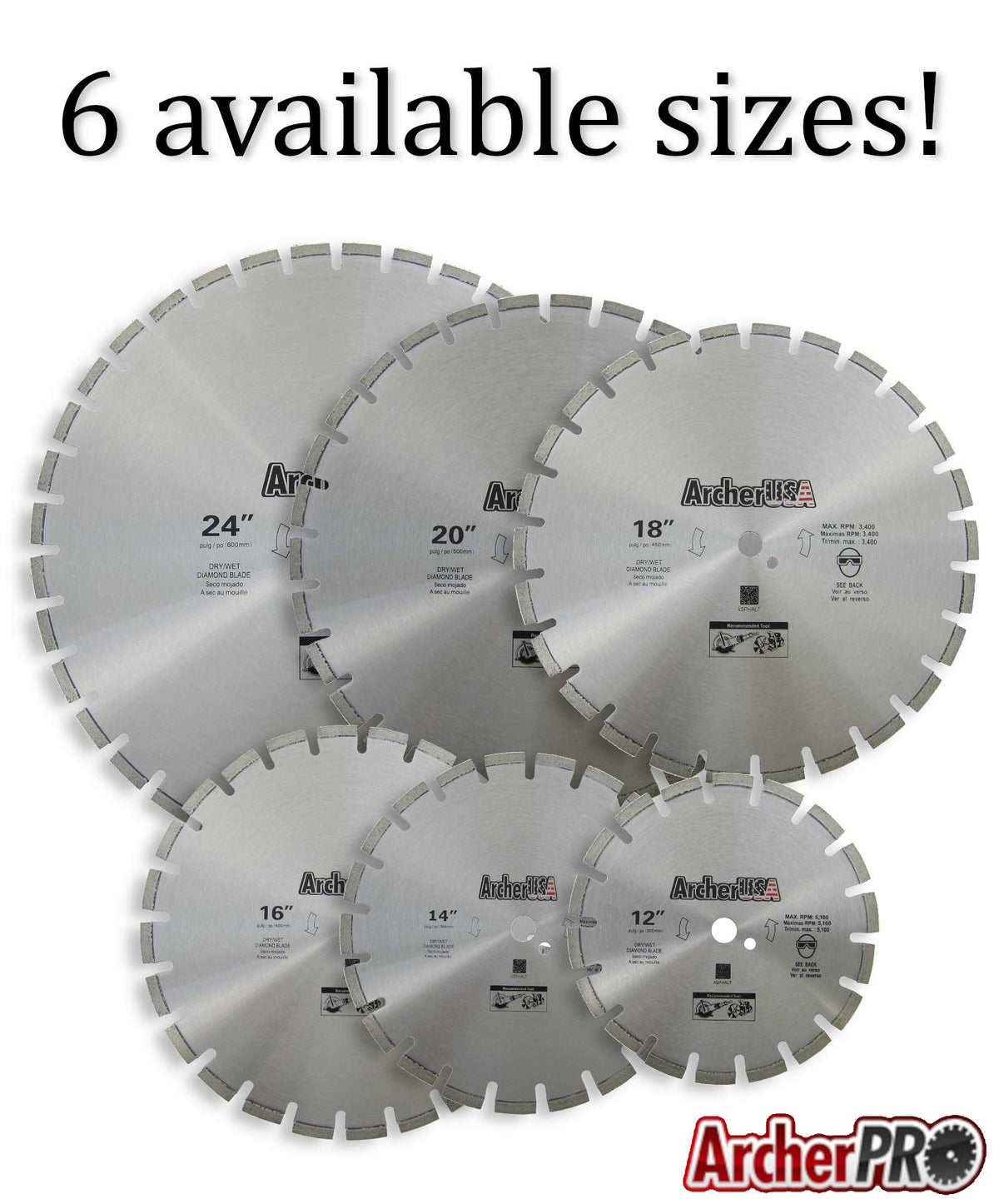 Archer Pro 24" Diamond Saw Blades for Fast Asphalt Cutting and Green Concrete Cutting