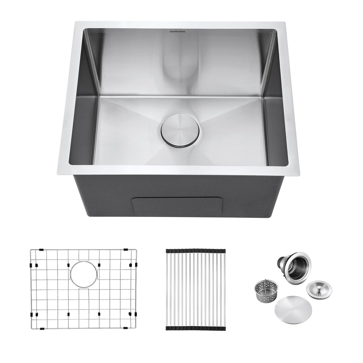 SINKVINE 23-inch Undermount Laundry Utility Sink - 23x19x13 Extra Deep Stainless Steel Single Bowl Basin with Drain Strainer, Bottom Grid & Drying Unit for Laundry Room, Outdoor, Garage, Kitchen Use