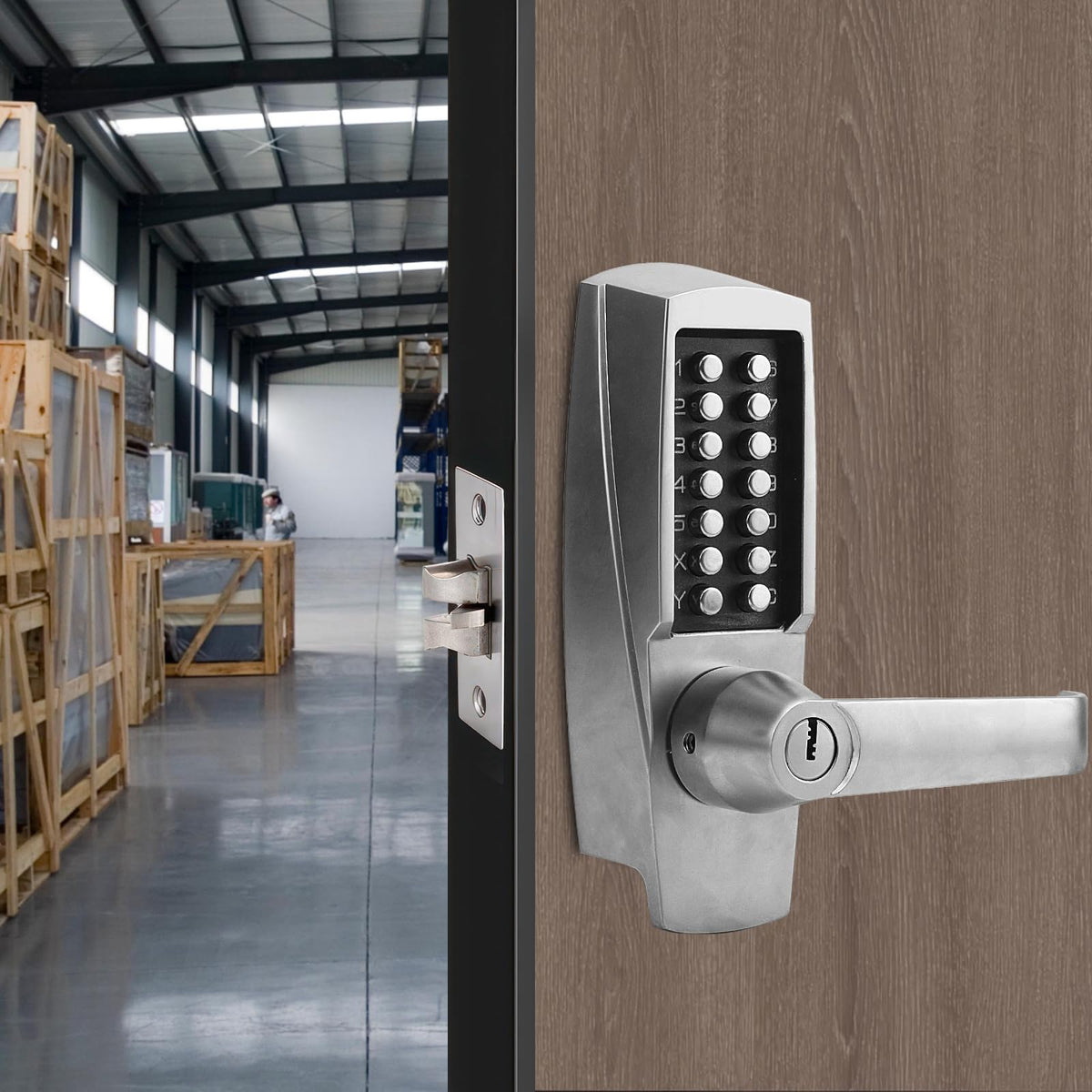 Mechanical Door Lock, Mechanical Push Button Lever Lock, Keyless Entry Commercial & Residential, Water-Proof Zinc Alloy, Easy to Install, for Garden, Yard, Garage