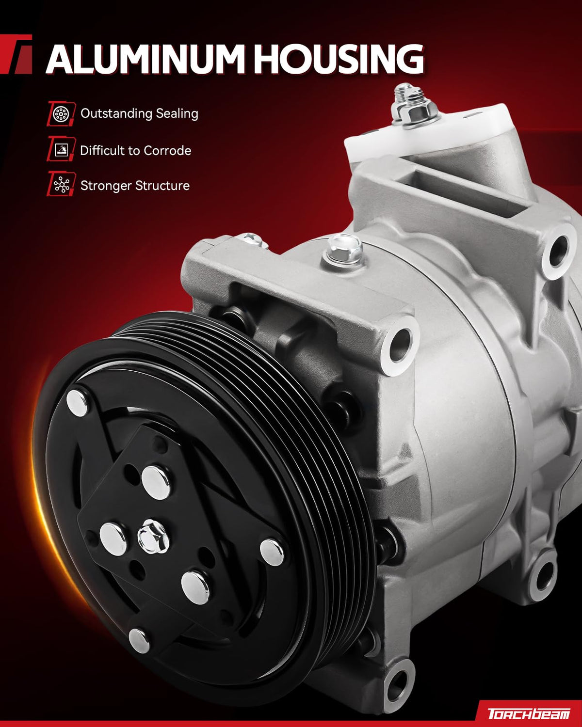 Torchbeam A/C Compressor with Clutch Fit for Ford Escape 2018-2019 2.0T, 2017-2019 1.5T, 2013-2016 1.6T, Replace# 198359,CV6Z19703F, Reliable Air Conditioning Compressors