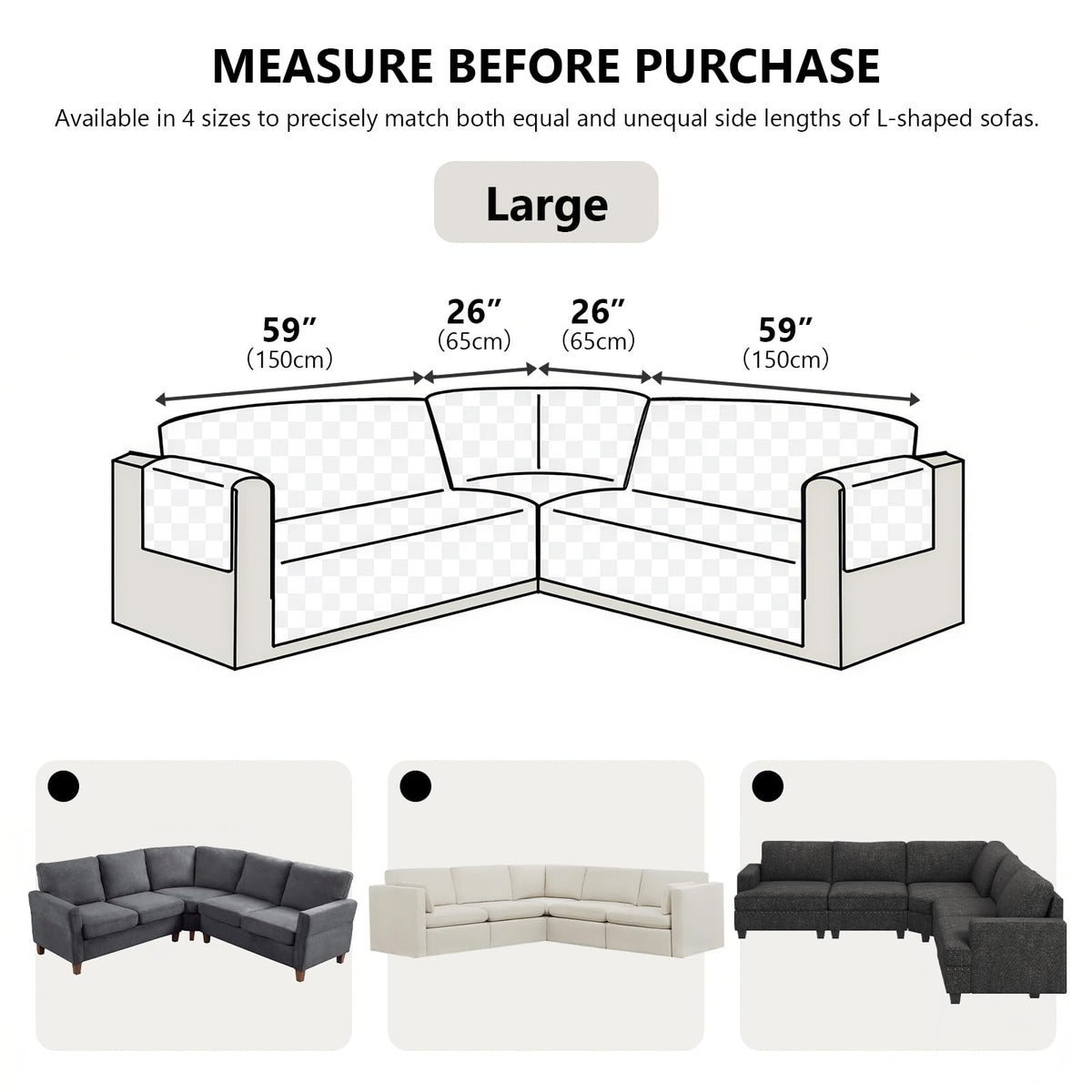 ROFASVCO U Shaped Sectional Couch Covers for L Shaped Corner Sofa Waterproof 6 Piece Washable Sectional Sofa Cover Non Slip Velvet Couch Slipcover Protector for Dogs Pets (Large, Dark Gray)