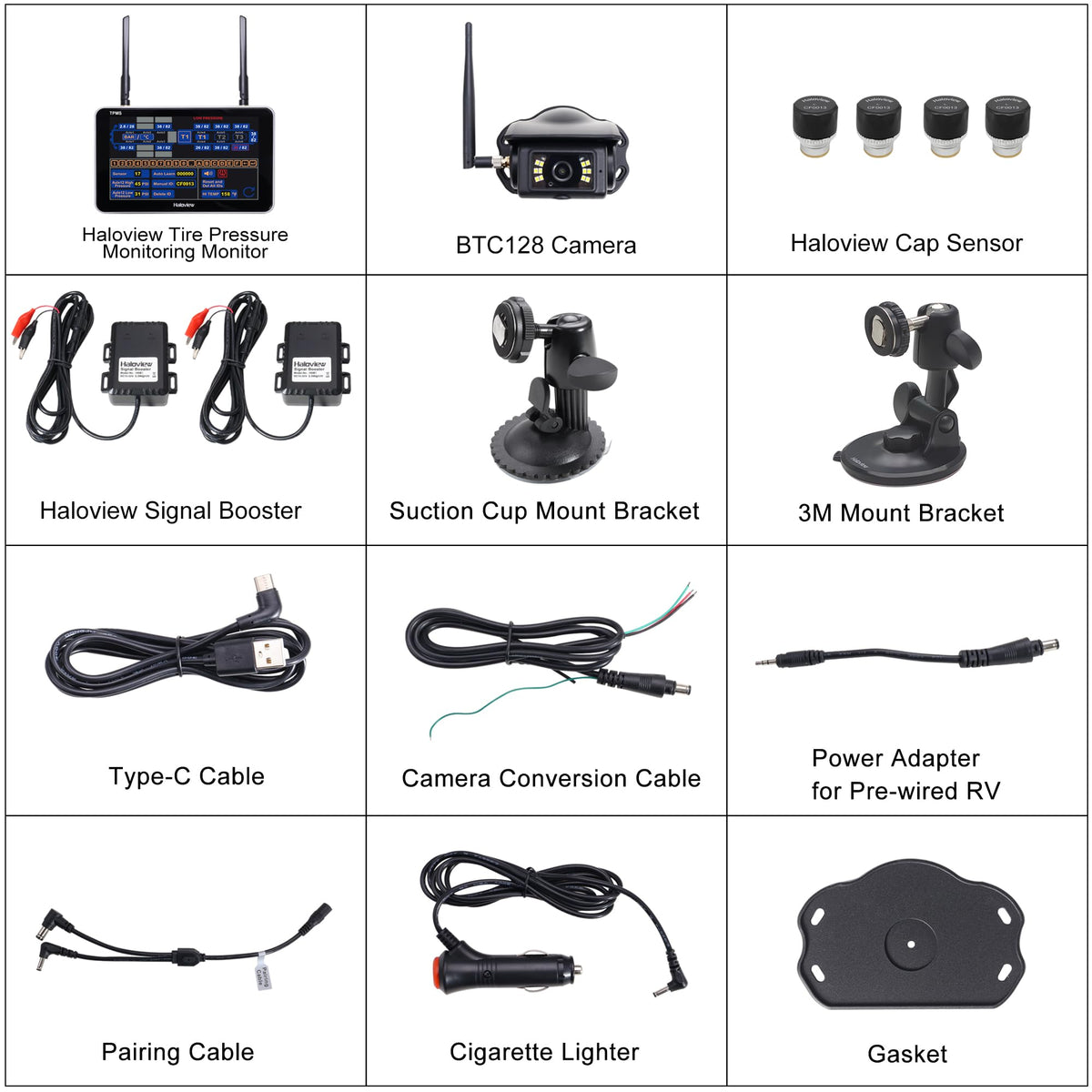 Haloview Byte Tango BT7 TPMS with 4 Sensors 1080P Wireless Backup Camera Monitor with Integrated Rv Tire Pressure Monitoring System, Ideal for RV Truck Trailer Camper TPMS-4