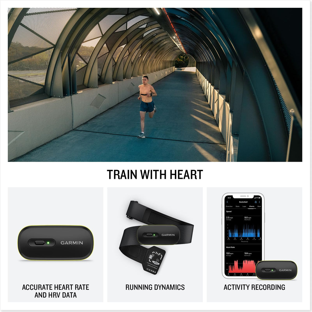 Garmin® HRM 600 Premium Heart Rate Monitor, Accurate Heart Rate and HRV Data, Running Dynamics, Stand-Alone Activity Recording, M-XL