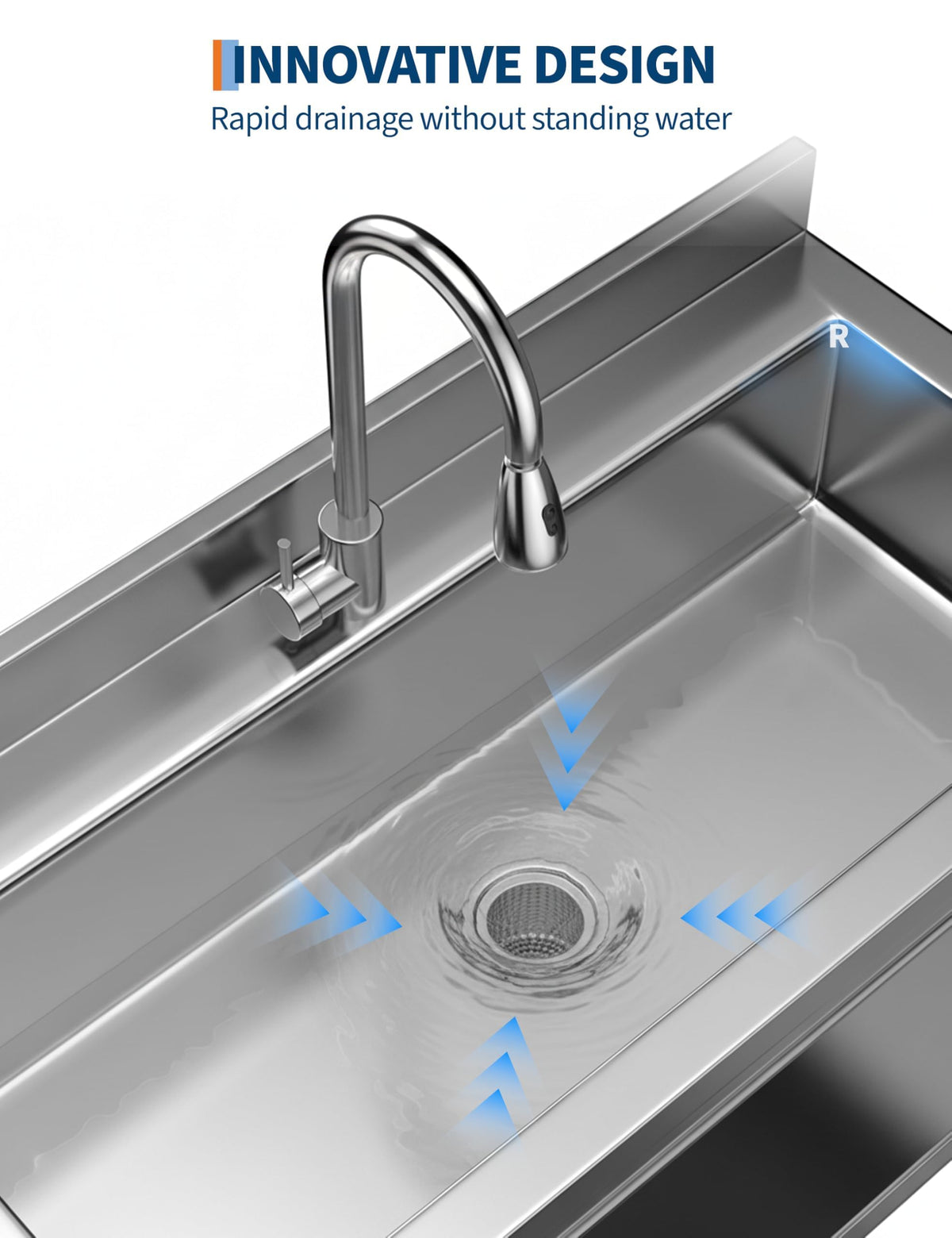 GarveeTech 39.4" Commercial Stainless Steel Utility Sink – Free Standing Single Bowl with Hot/Cold Water Pipe for Kitchen, Laundry Room, Garage, Restaurant | Heavy-Duty Sink Station