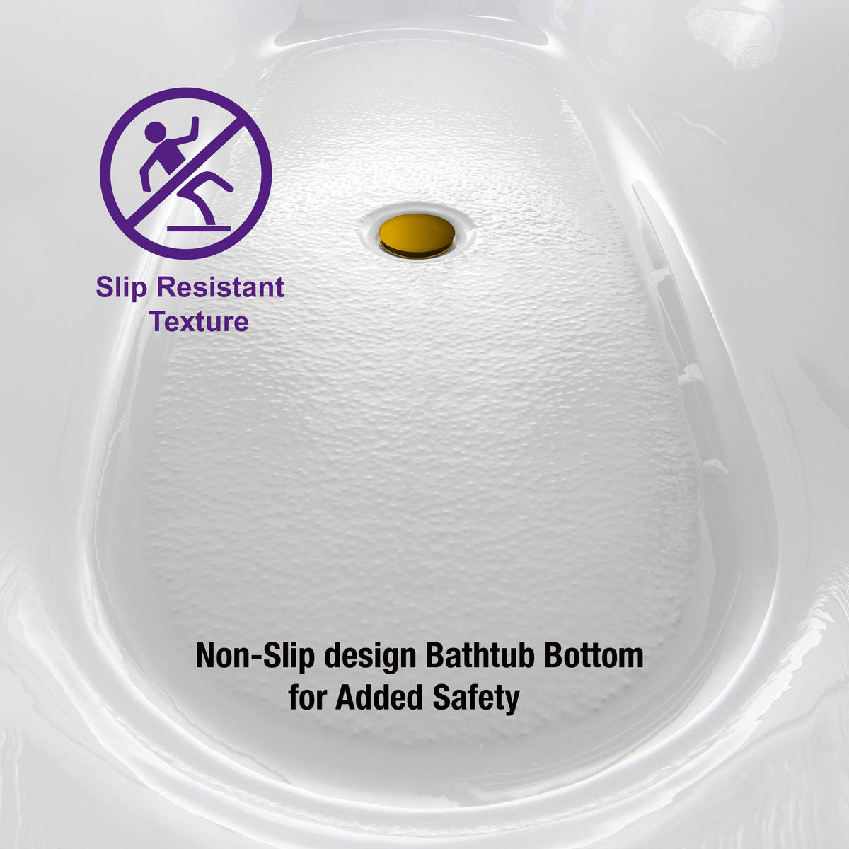 WOODBRIDGE 71"Freestanding White Acylic Soaking Bathtub with Brushed Gold Drain and Overflow,BTA1517 -BG-Drain &O