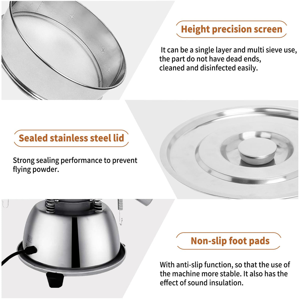 Sidasu Automatic Vibrating Sieve Shaker – 40 Mesh + 60 Mesh Flour Sifter, Electric 110V 55W Sifter Machine for Flours, Herbal Powder