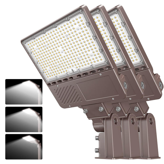 ADUB 3PCS LED Parking Lot Lights 200W 160W 120W, 30,000LM, UL Listed LED Shoebox Light 5000K Adjustable Slip Fit, Outdoor Pole Fixture with Photocell, IP65 Commercial Street Area Lighting AC100-277V