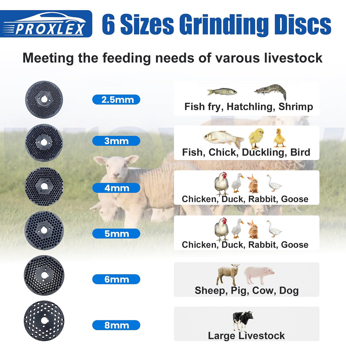 220V Feed Pellet Machine 4 Head Rollers Pellet Feed Mill Machine Animal Feed with 6 Grinding Discs 2.5/3/4/5/6/8mm Feed Pellet Maker for Poultry Livestock Farm Animal 5.5KW 507 lb/h