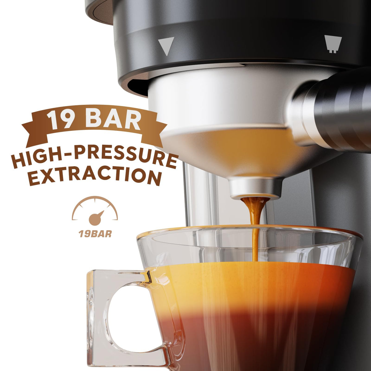 20 Bar Espresso Machine with Grinder & Steam Wand - Semi Automatic Coffee Maker, NTC Intelligent Temp Control, 58mm Stainless Steel Portafilter, One-Touch Panel for Home Barista (Removable Water Tank)