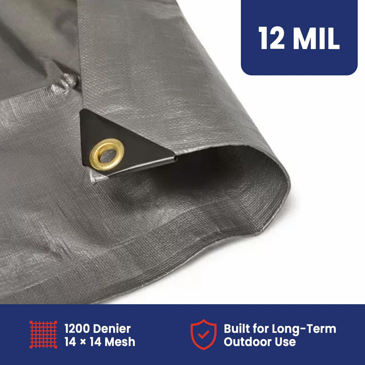 Tarps Now 20x30 ft Heavy Duty Plastic Tarp (Poly Tarp)|12 MIL Waterproof Cover|Rip & Tear-Resistant|Rustproof Grommets & Reinforced Edges|Ideal for Roof, Camping, Tent & Outdoor Protection - Silver