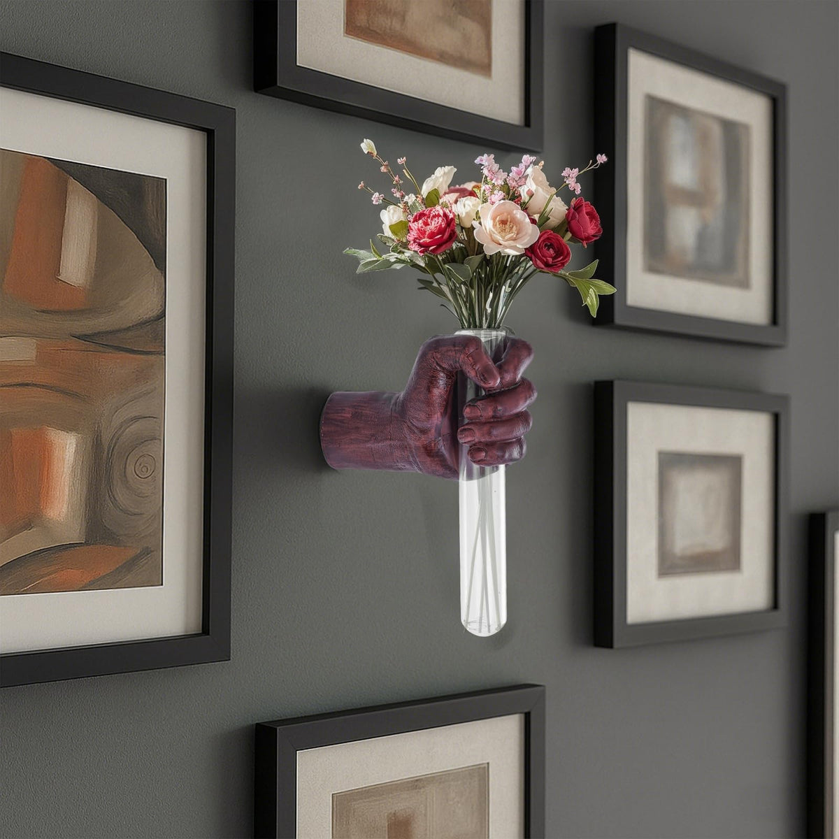 XYQXYQ Wall Sculptures, Hand Vases Home Decor, Wall Mount Art Sculpture, Unique Wall Art Statue, Funky Flower Vase Decorations, Modern Eclectic Hanging Decor,Glass Test Tube Vase