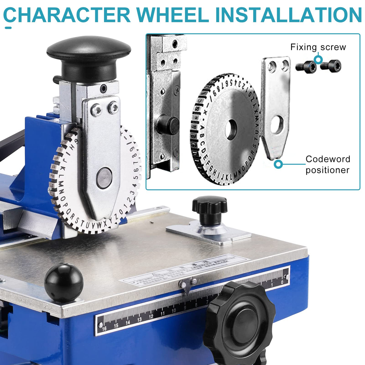 Consfly Metal Nameplate Stamping Machine Semi-Automatic Embosser Label Printing Marking Machine Dog Tag Printer (5mm Character Wheel)