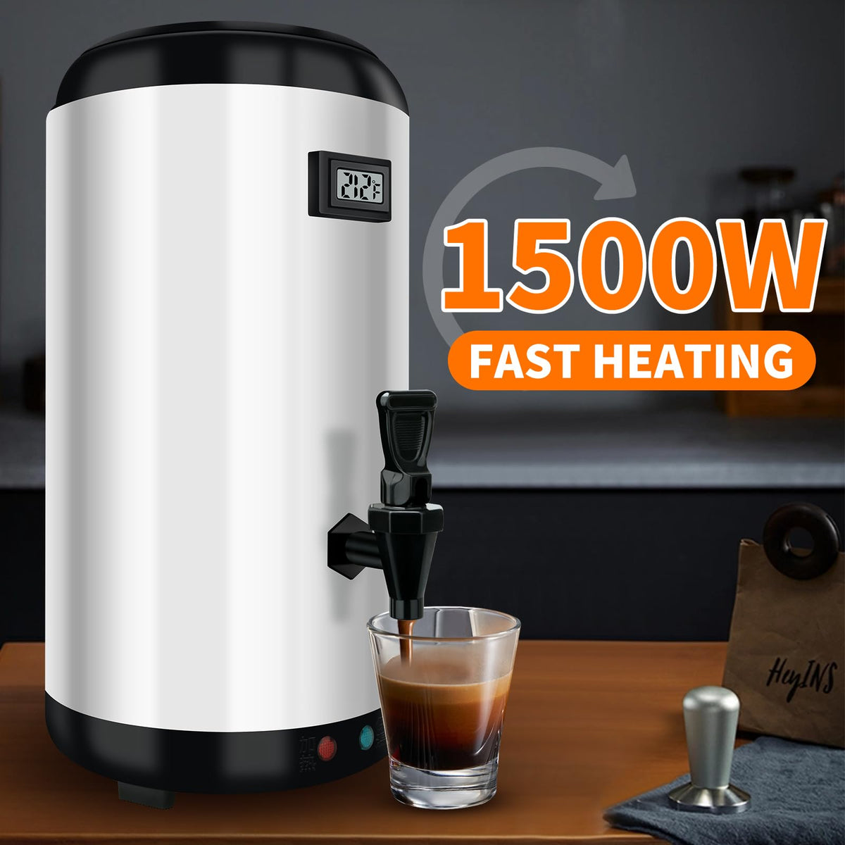 Nalison Insulated Beverage Dispenser-WITH HEATING,75 Cup Hot Drink Beverage for Catering-Stainless Steel Hot Beverage Dispenser 12 L/3.2 Gallon Hot Coffee Dispenser with Spigot for tea, Water,(silver)