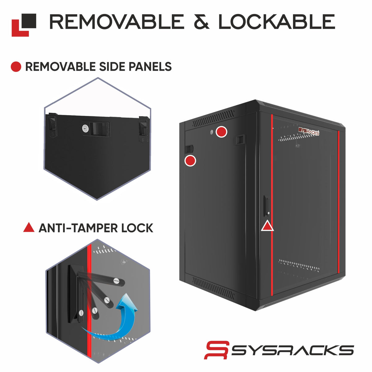 9U Wall Mount Home Lab Server Rack – 19" Locking Network Cabinet, 24" Deep Empty Rack Enclosure for Routers, NAS, Switches and Home Network Equipment