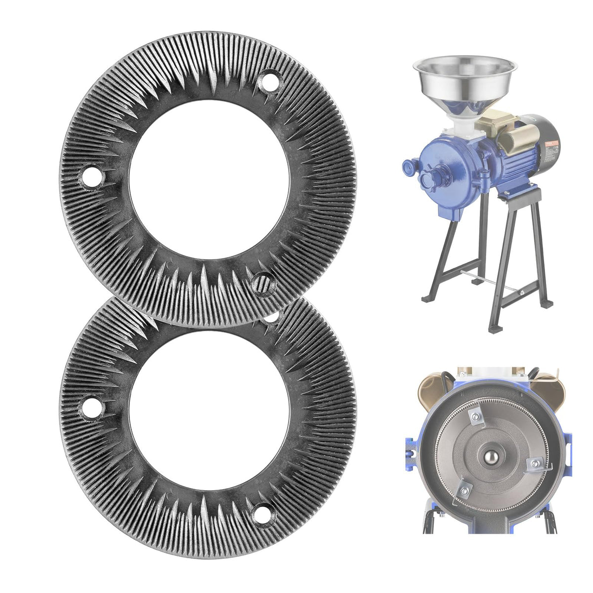 VEVOR 2PCS Grinding Sheets for Electric Grain Mill Grinder, Cast Iron Dry Grinding Discs, Replacement Grinding Plates Compatible with VEVOR GM-001, GM-002, GM-003 Corn Spice Mill Grinder