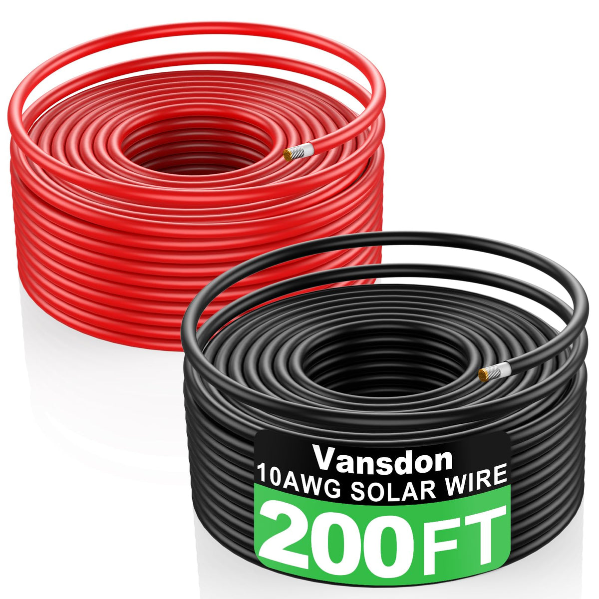 Vansdon 2x200FT Solar Panel Wire,10AWG Solar Wire Tinned Copper PV Cable for Solar Panels Outdoor Automotive RV Mppt Boat Marine
