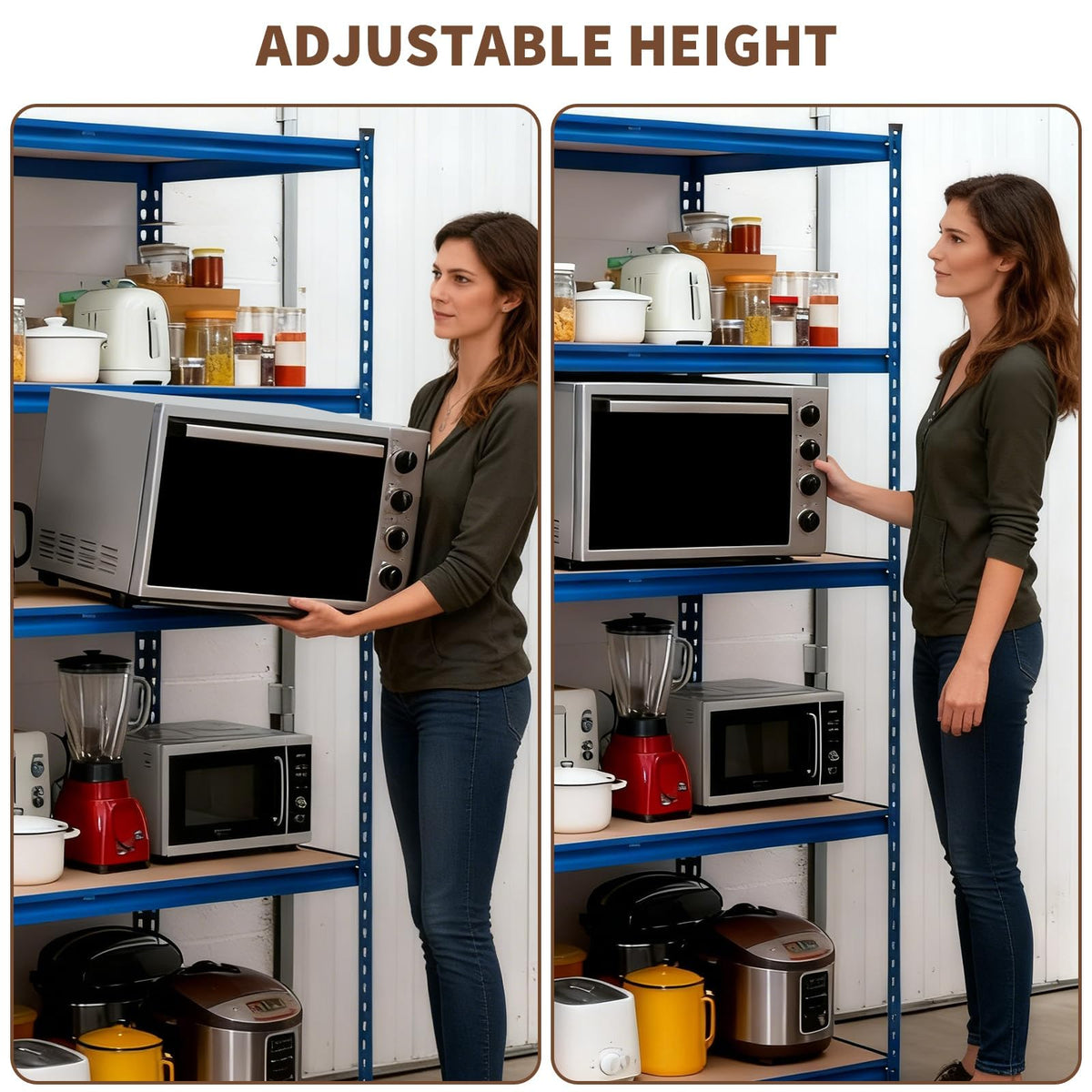 5-Tier Storage Shelving, Adjustable Garage Shelves, Meta Storage Shelving Unit with 2500LBS Capacity, Steel Wire Rack Shelf Organizer for Garage, Kitchen Pantry Basement, 48 x 24x 71inch, Blue