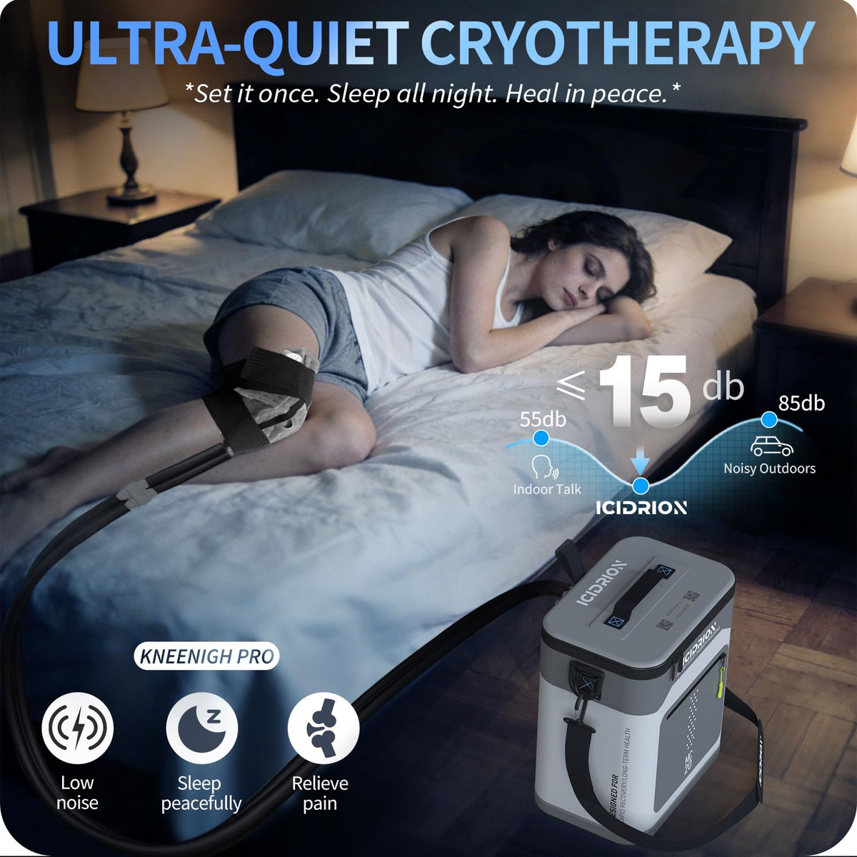 Ice Machine for Knee After Surgery, Programmable Cold Therapy Machine w/Temp Disp, 12H Knee Ice Machine Pain Relief, 12QT/Ultra-Quiet,Cryotherapy for Knee Replacement Shoulder Hip