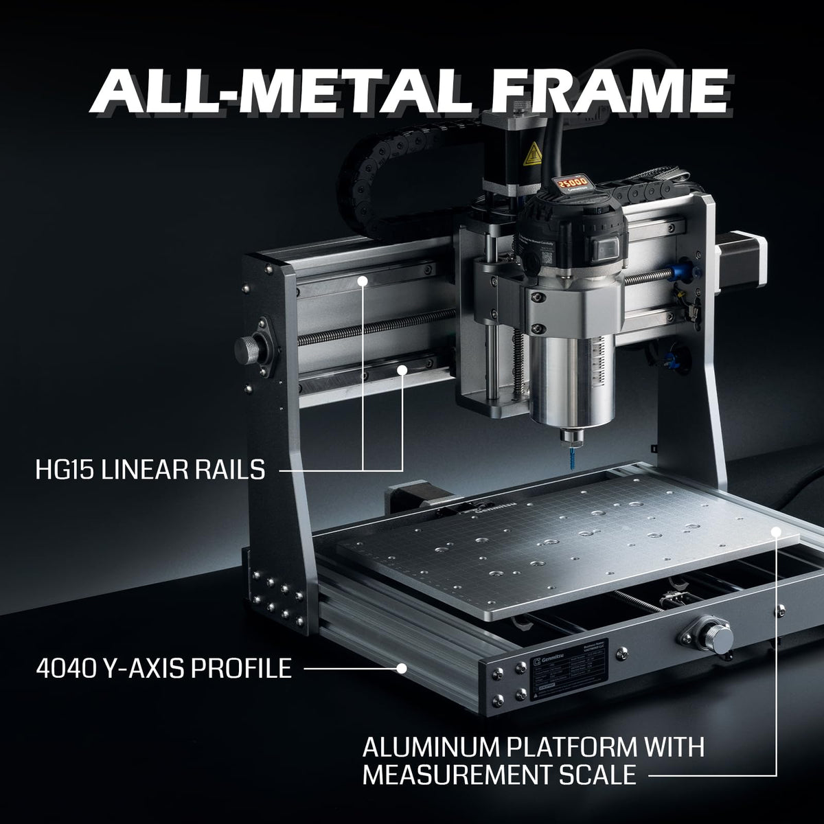 SainSmart Genmitsu 3020-PRO Ultra CNC Router Machine, All-Metal Engraver, Upgraded 710W Spindle for Metal, Wood, Acrylic, PCB, MDF, 60mm Stepper Motor, Work Area 11.8"x8.1"x3.1"