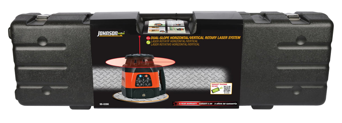 Johnson Level & Tool 99-028K Electronic Self-Leveling Dual Slope Horizontal/Vertical Rotary Laser System, Red, 1 Kit