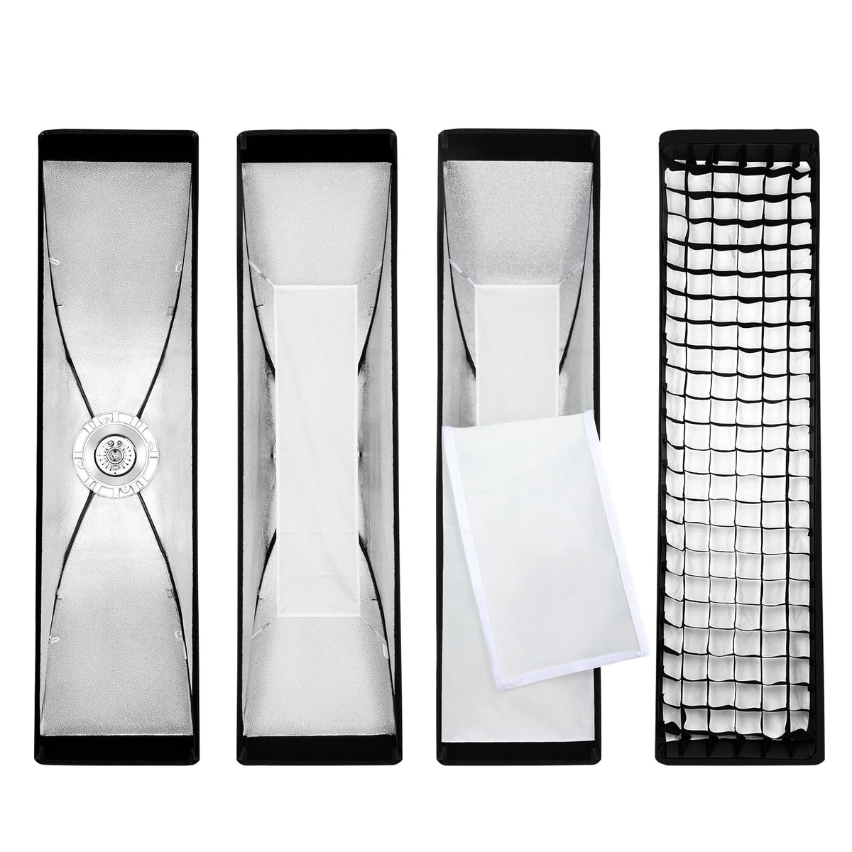 Godox 13 x 63 inch Strip Beehive Honeycomd Grid Softbox with Bowens Mount Speedring Compatible for Godox Studio Flash and Other Strobe Lighting&Carry Bag(2PCS) (35 x 160cm)