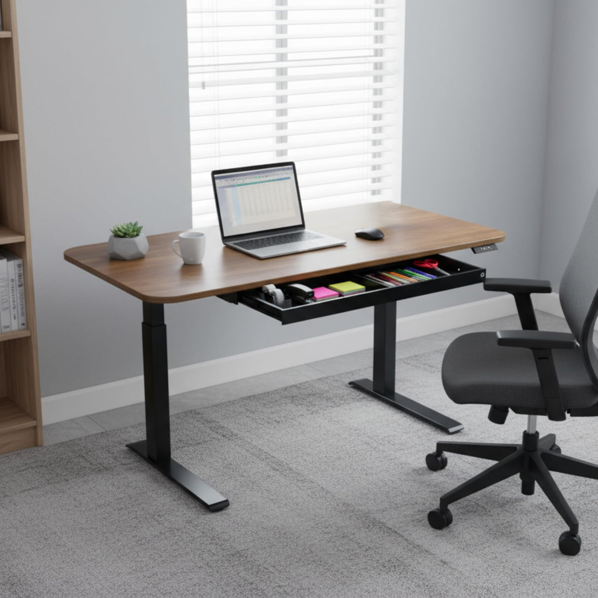 Perfect POSTURE Max Under Desk Storage Drawer – Large Desk Drawer with Lock for Regular & Sit-Stand Standing Desks, Gray (13" x 26.5")