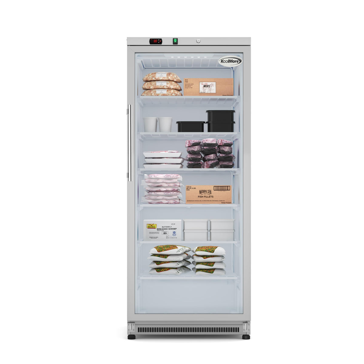 KoolMore 21 Cu. Ft. Commercial Freezer with Glass Door in White - Manual Defrost (KM-FMD20WGD)