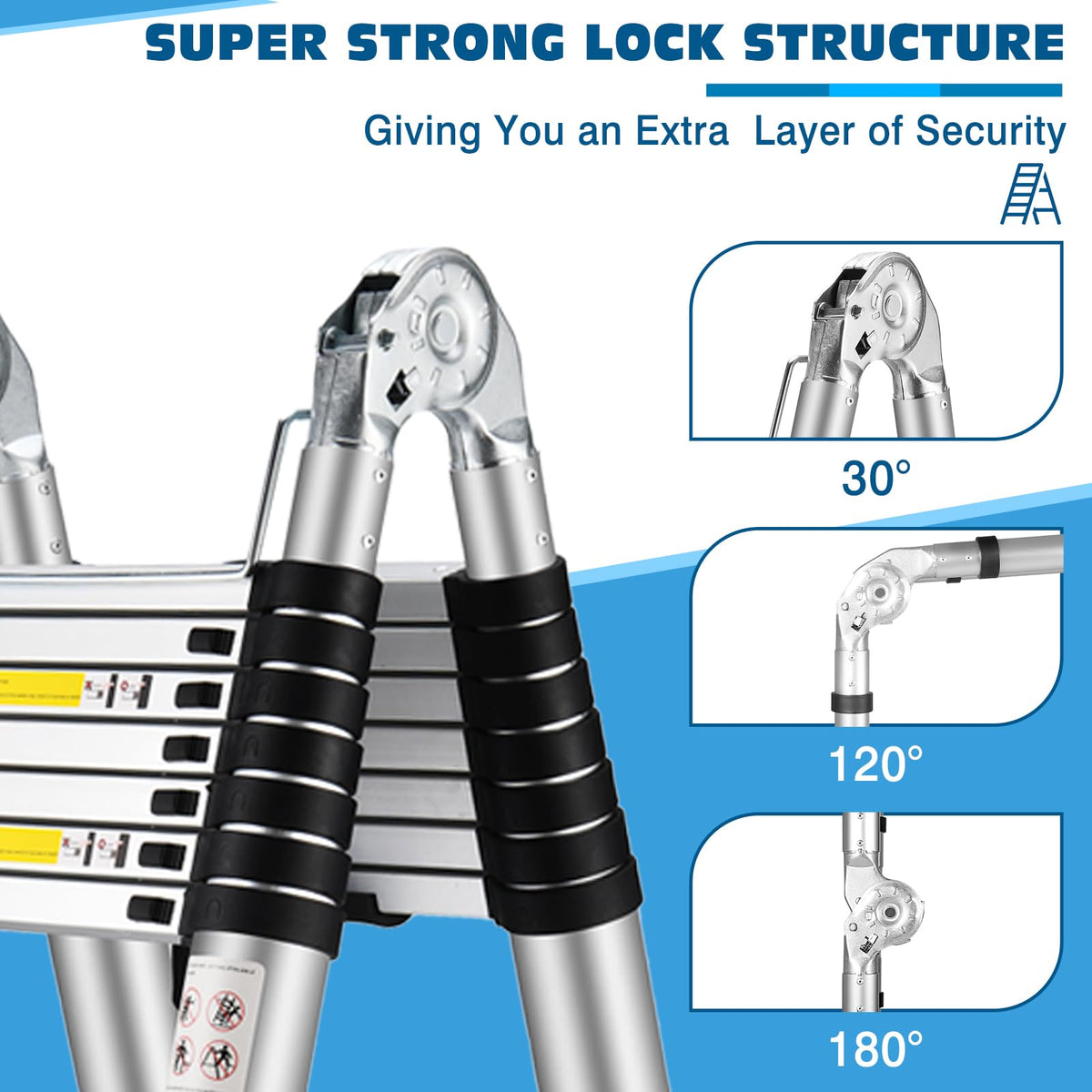 Wolec 16.5 FT A Frame Telescoping Ladder, Adjustable Multi-Purpose Collapsible Extension w/Balance Bar & Wheels, Heavy Duty 330 lbs Max Capacity, Ideal for Home and Outdoor Work, Silver