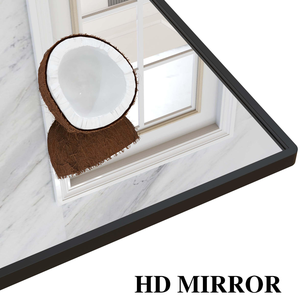 WONSTART 45" X 16" Black Wall Mirror with Shelf and Hooks, Rectangle Mirror for Wall, 3 Trays and 12 Removable Hooks,for Living Room, Hallway, Bedroom (Black-Square)