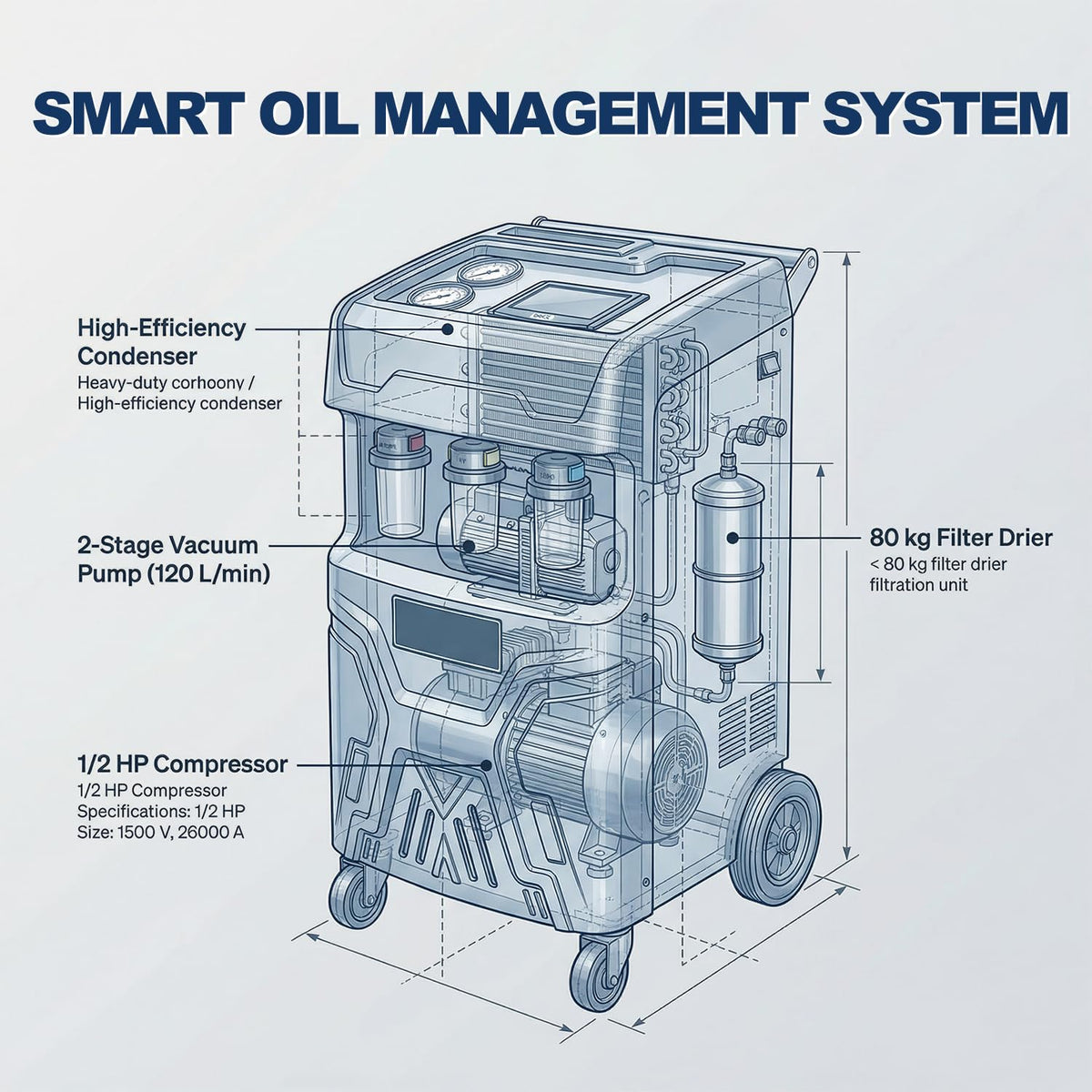 MutsMover Fully Automatic R134a or R1234yf Refrigerant Recovery Recycling and Recharge Machine, Touch Screen AC Service Unit w/Vacuum Pump, Leak Test, Oil Injection, for Automotive A/C Systems