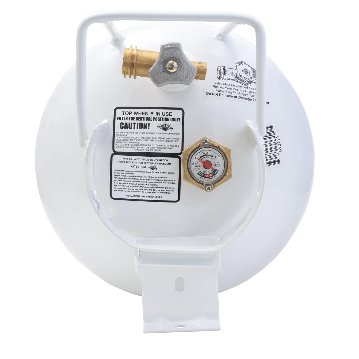 Flame King YSN201HZL 20-LB Steel Horizontal Propane Tank Cylinder for Fire Pits and Tables, Patio Heaters, Barbeques, RVs, and Truck Campers, White