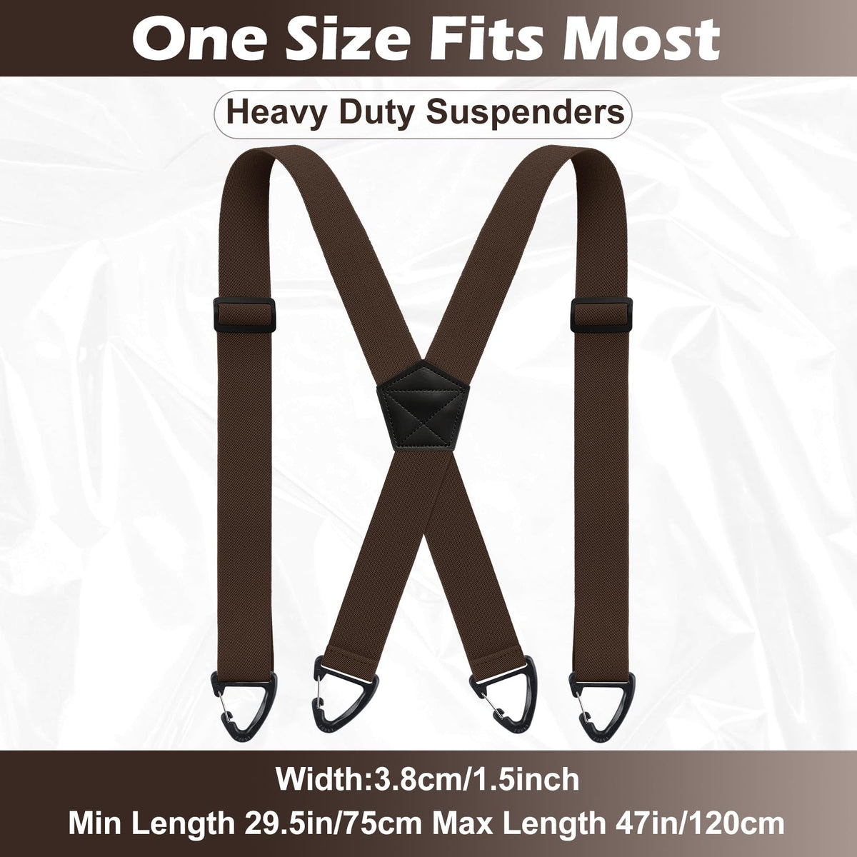 Sintege X Back Hidden Suspender Heavy Duty Work Suspenders 1.5 Inches Hook Suspenders Under Clothing for Men Women(Brown)