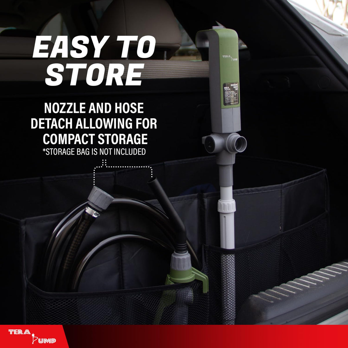 TERA PUMP 2nd Gen. 2.7 GPM Drum Pump USB Rechargeable Barrel Pump Extra Long Discharge Hose For E15, E85, DEF, Kerosene, Gasoline, Diesel, Light Oils, Detergents