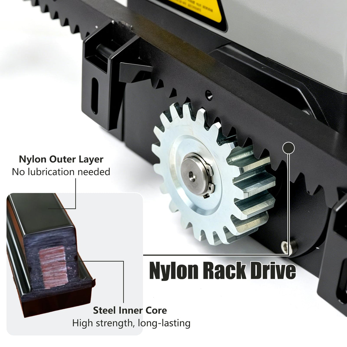 1800Lbs Heavy Duty Sliding Gate Opener, AC Gate Motor with 19.6ft Nylon Rack, DIY No Welding Installation, 4 Remotes & IR Sensor, Electric Gate Motor for Driveway