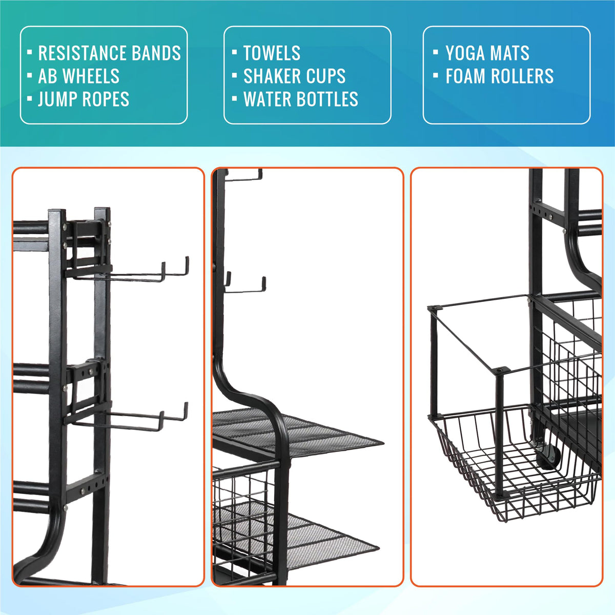STUFFSTASH Dumbbell Rack for Home Gym, Heavy Duty Weight Rack for Dumbbells, Adjustable Dumbbell Stand with Storage, 700LB Capacity Gym Equipment Organizer with Wheels