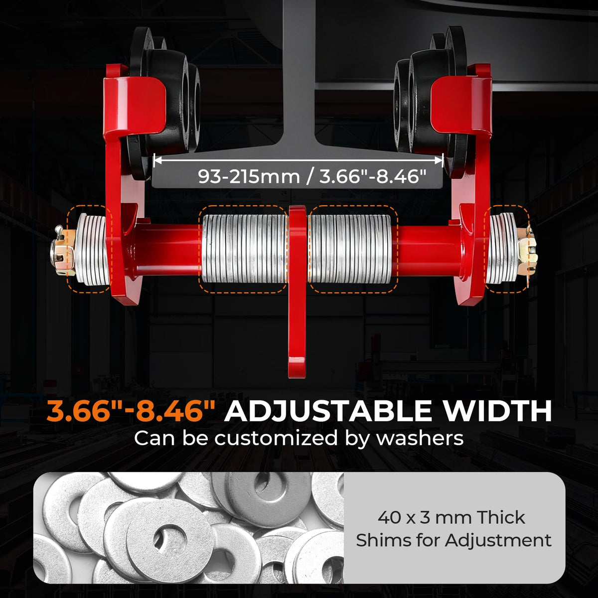 BEAMNOVA I Beam Trolley 3 Ton Manual Adjustable for I-Beam Flange Width 3.66" to 8.46", Overhead Push Beam Trolley Heavy Duty Dual Side Wheels, for Garage Hoist for Straight Curved I Beam