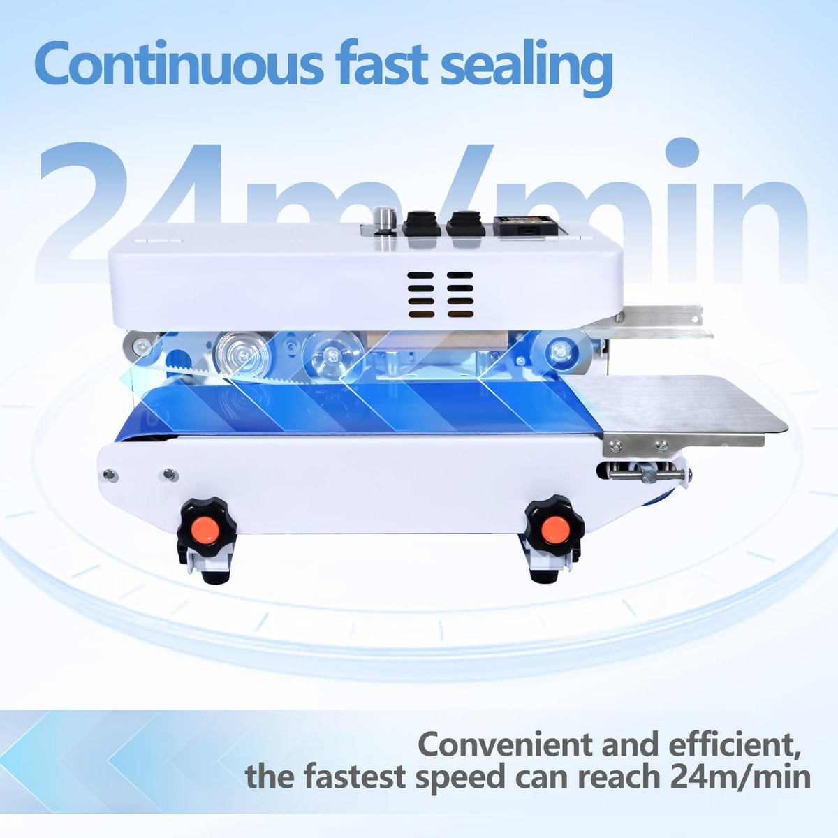 Minssine Commercial Heat Sealer Machine, Automatic Continuous Bag Band Sealing Machine with Digital Temperature Control, Adjustable Speed, Desktop Bag Sealer for Plastic Bags Films (110V/60HZ)