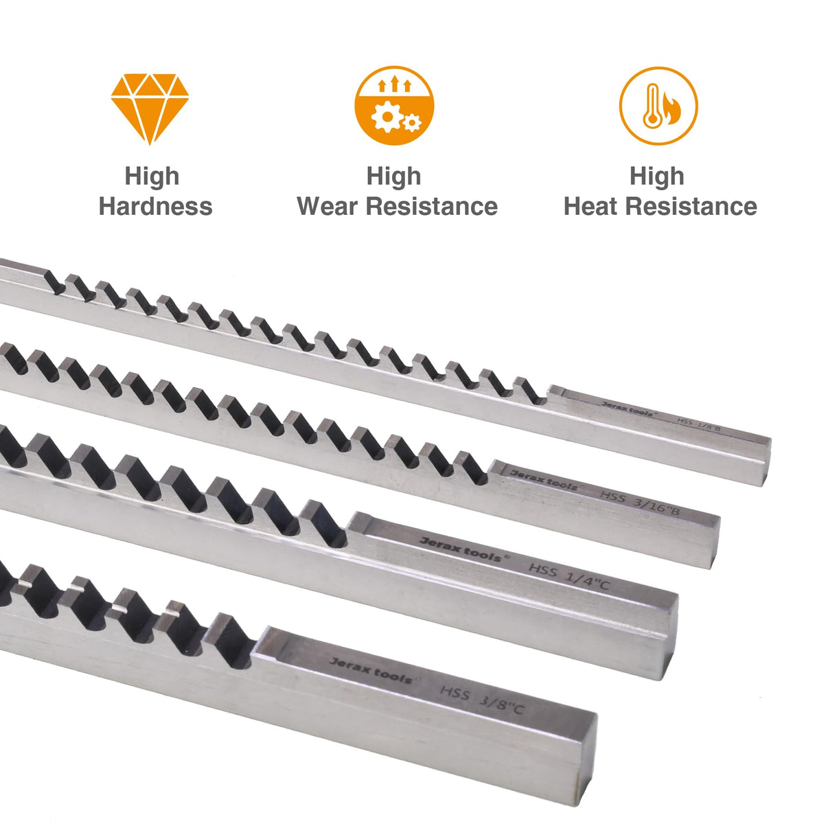 Jerax tools No.10 Keyway Broach Sets 18 Pcs Inch HSS Industrial Tools with 4 Broaches, 9 Bushings and 5 Shims