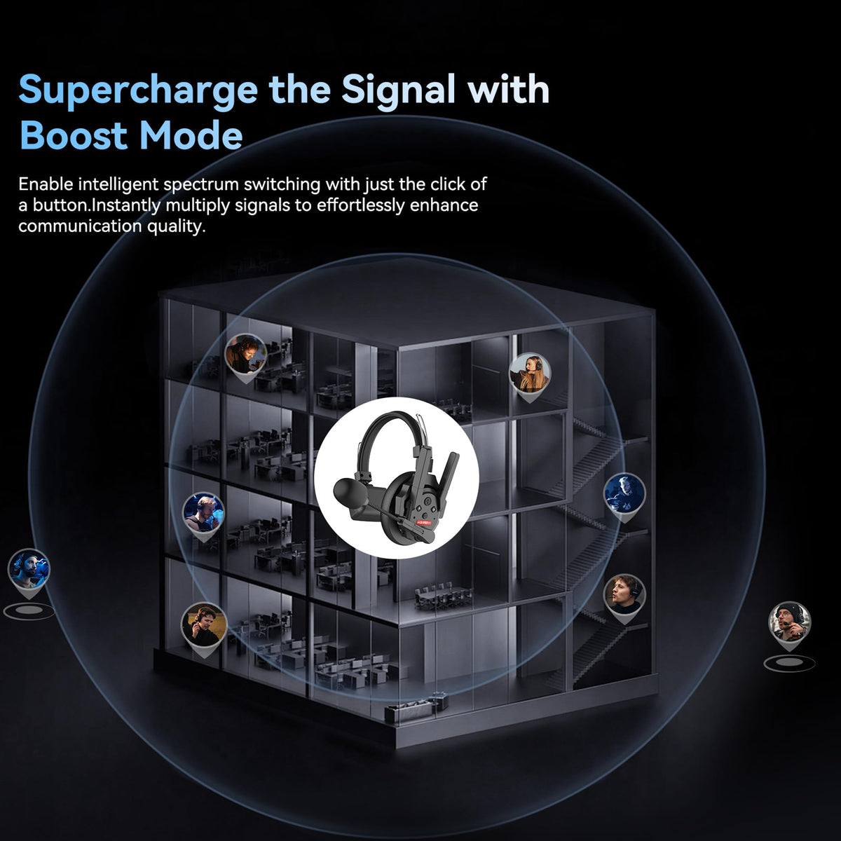 SYNCO XTalk XPro Wireless Intercom Headset with Antenna Enhanced Signal Reception 2.4GHz Full Duplex Random Master Device Design for Team Communication Headset (Xpro2 Two Users)