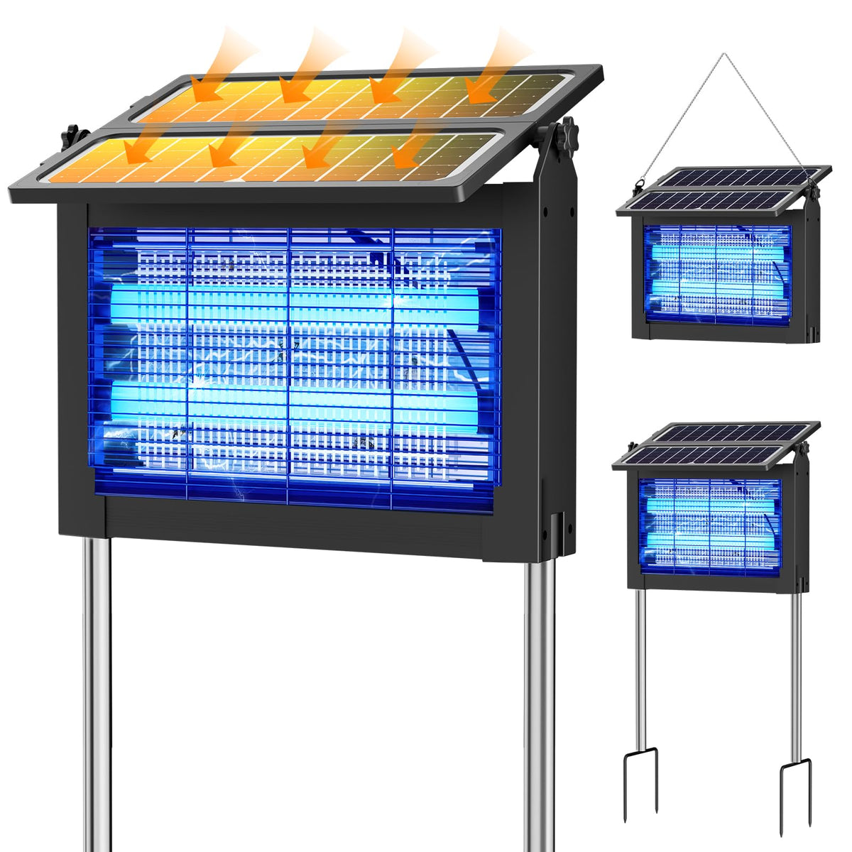Bug Zapper with Dual Solar Panels-Mosquito Zapper Indoor Outdoor-5000mAh Smart Auto On/Off Rechargeable Fly Zapper-Cordless Portable Waterproof Insect Killer for Home, Kitchen, Patio, Camping Green