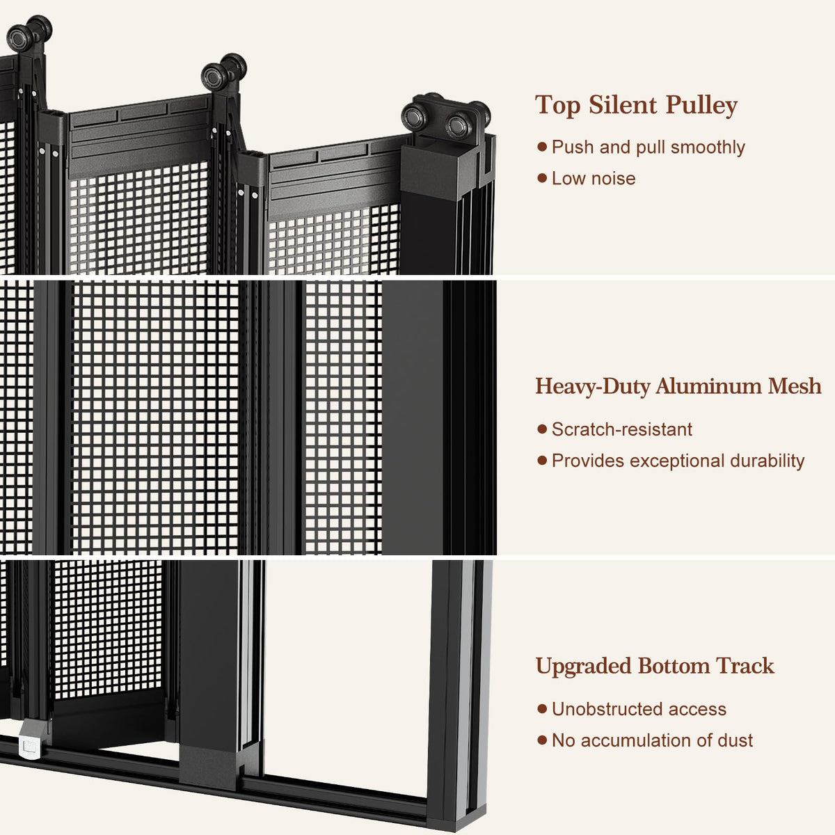 Yotache Retractable Screen Door Fits 36"x80" to 36.5"x80.5" Doors - Aluminum Frame & Pet-Proof Mesh - Magnetic Self-Latching Convenient Sliding Door with Left and Right Openings
